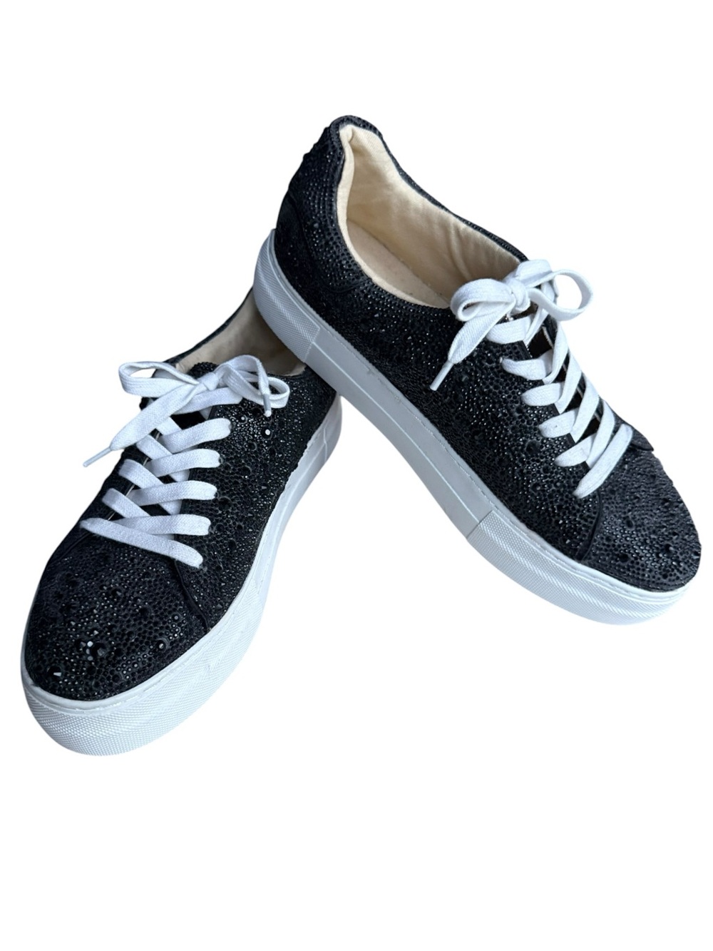 Betsy Johnson “Sidny”  Black sparkle Lace-Up Platform Sneakers